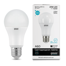 Gauss Elementary 23229 Лампа A60 20W 1600lm 4100K E27 LED