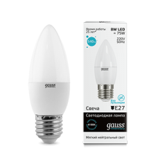 Gauss Elementary 33228 Лампа Свеча 8W 540lm 4100K Е27 LED