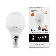 Gauss Elementary 53110 Лампа Шар 10W 710lm 3000K Е14 LED