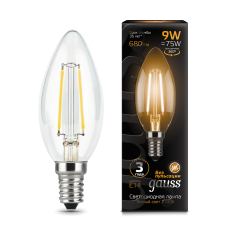 Gauss 103801109 Лампа Gauss Filament Свеча 9W 680lm 2700К Е14 LED