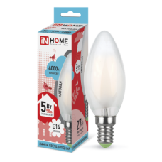Лампа светодиодная LED-СВЕЧА-deco 5Вт 230В Е14 3000К 450Лм матовая IN HOME