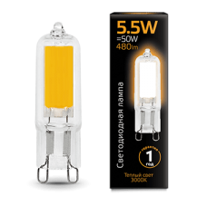Gauss 107809105 Лампа Gauss G9 AC220-240V 5.5W 480lm 3000K стекло LED