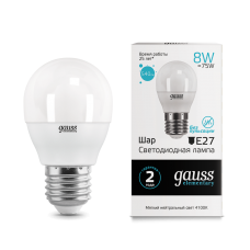Gauss Elementary 53228 Лампа Шар 8W 540lm 4100K Е27 LED