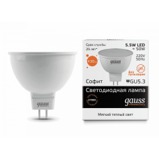 Gauss Elementary 13516 Лампа MR16 5.5W 430lm 3000К GU5.3 LED