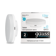 Gauss Elementary 83823 Лампа GX53 13W 920lm 4100K LED