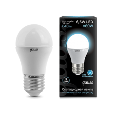 Gauss 105102207 Лампа Gauss Шар 6.5W 550lm 4100K E27 LED